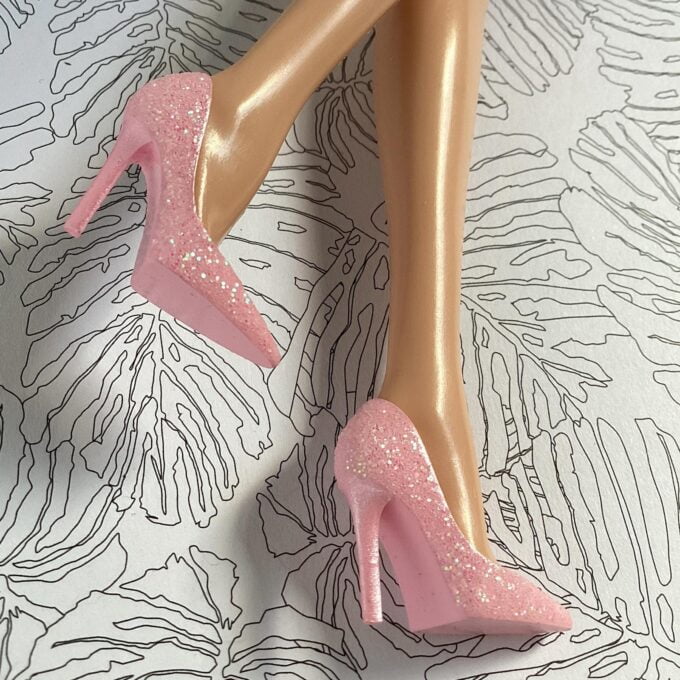 Candy Glitter Baby Pink Pumps For Barbie