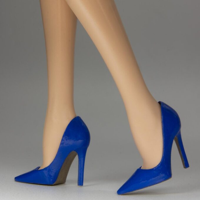 Lapis Lazuli Blue Pumps With Bronze Soles And Insoles For Barbie