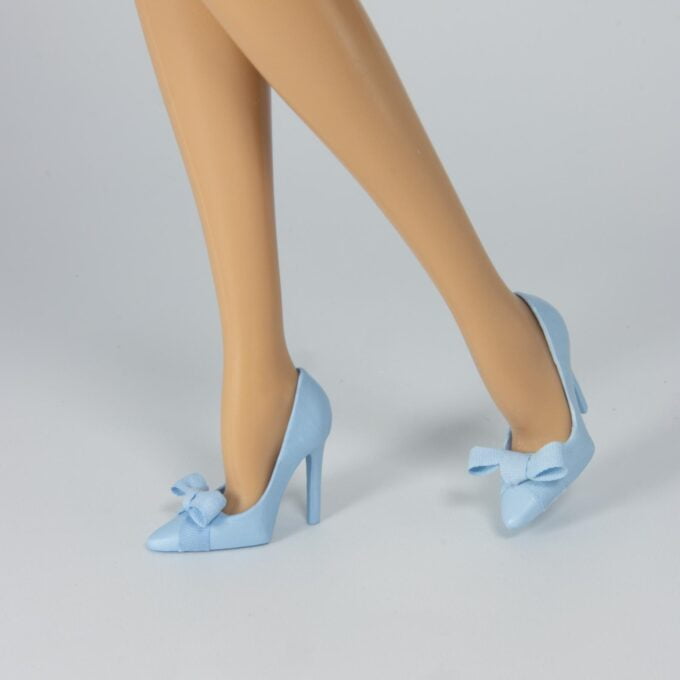 Light Blue Silk Bow Pastel Pumps For Barbie