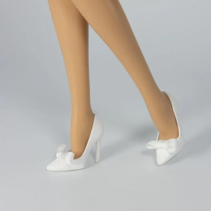 White Silk Bow Pastel Pumps for Barbie