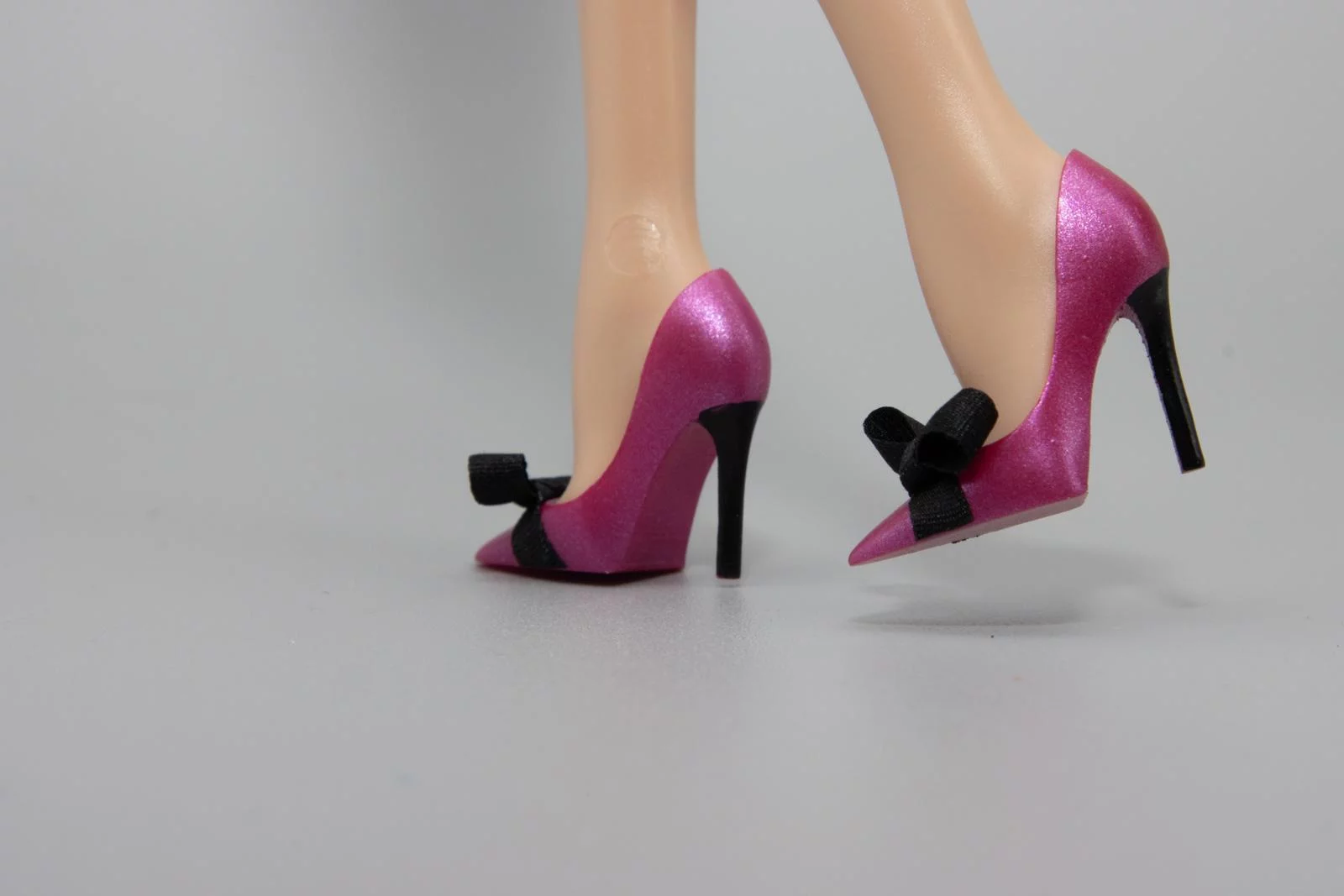 Pink Tourmaline Pumps with Silk Black Bows for Barbie and East 59th Dolls - Image 10