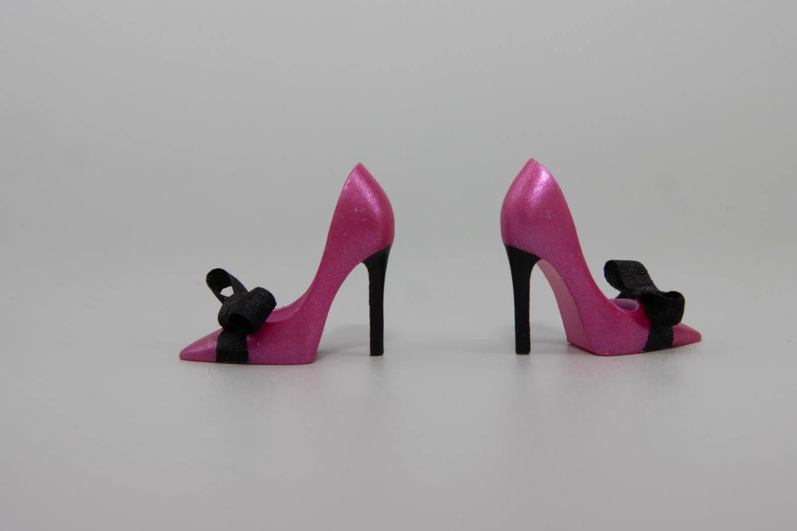 Pink Tourmaline Pumps with Silk Black Bows for Barbie and East 59th Dolls - Image 2
