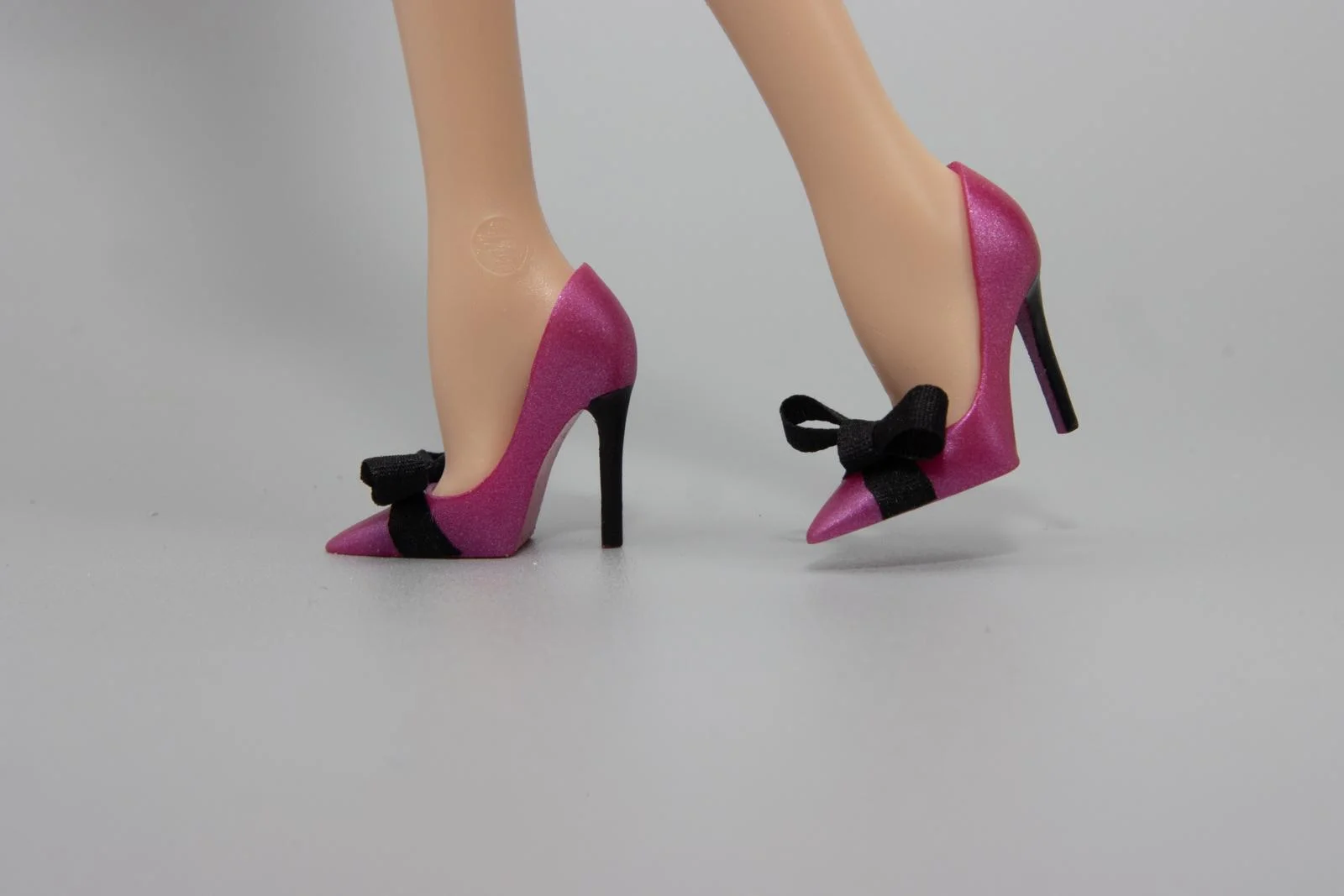 Pink Tourmaline Pumps with Silk Black Bows for Barbie and East 59th Dolls - Image 6