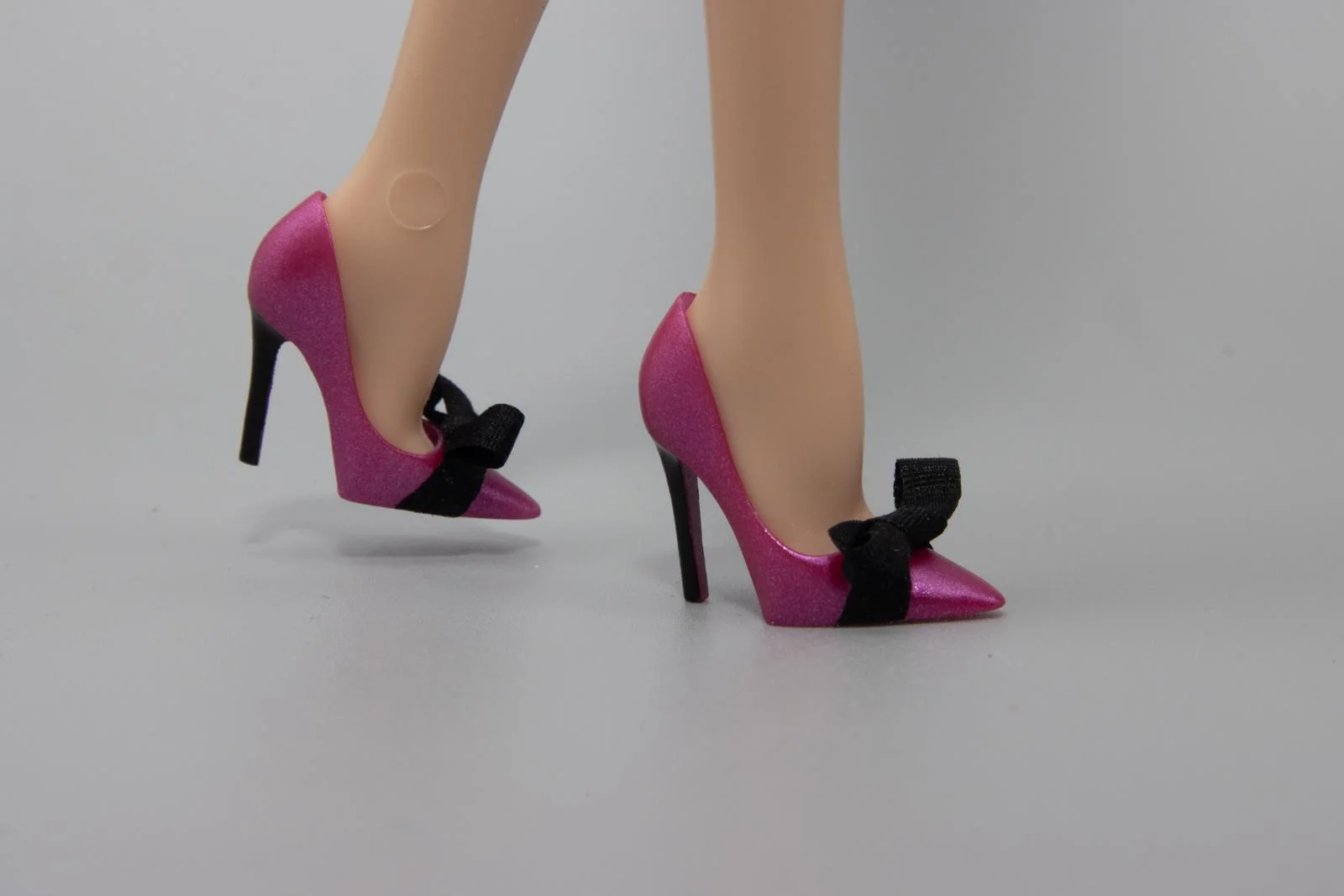 Pink Tourmaline Pumps with Silk Black Bows for Barbie and East 59th Dolls - Image 8