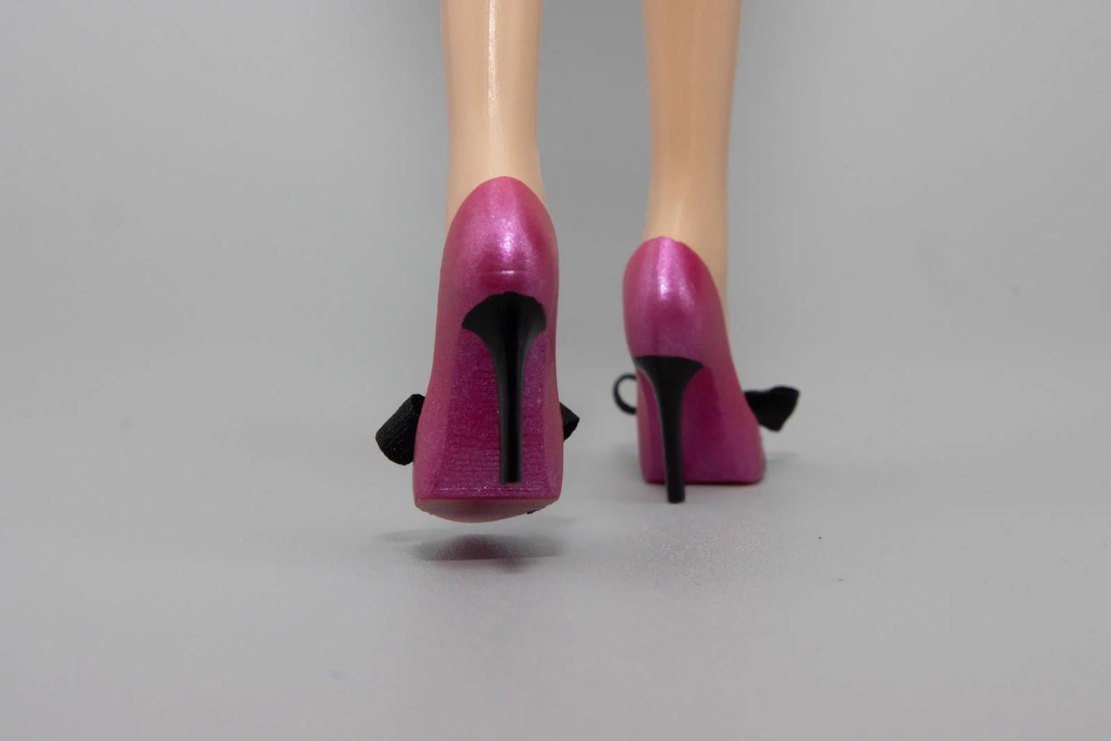 Pink Tourmaline Pumps with Silk Black Bows for Barbie and East 59th Dolls - Image 9