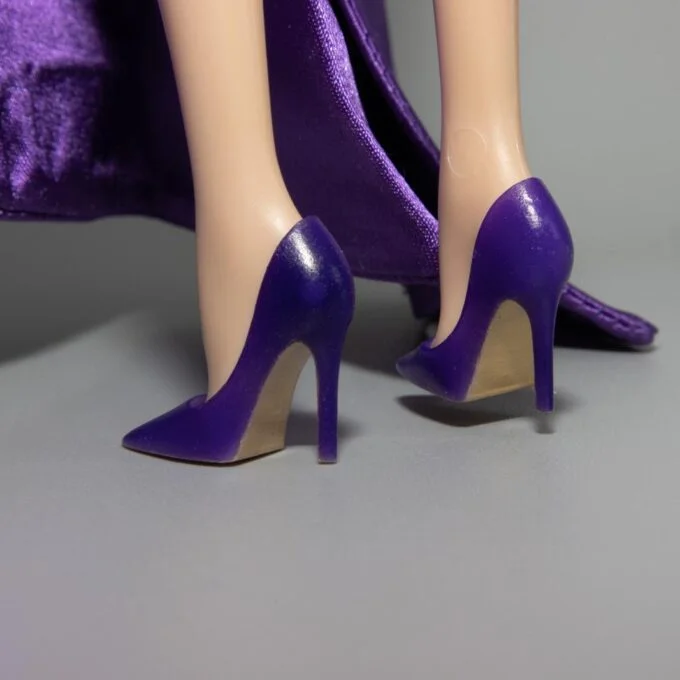 Purple Pumps with Golden Soles and Insoles for Barbie Silkstone, Model Muse, Vintage, Made to Move Original