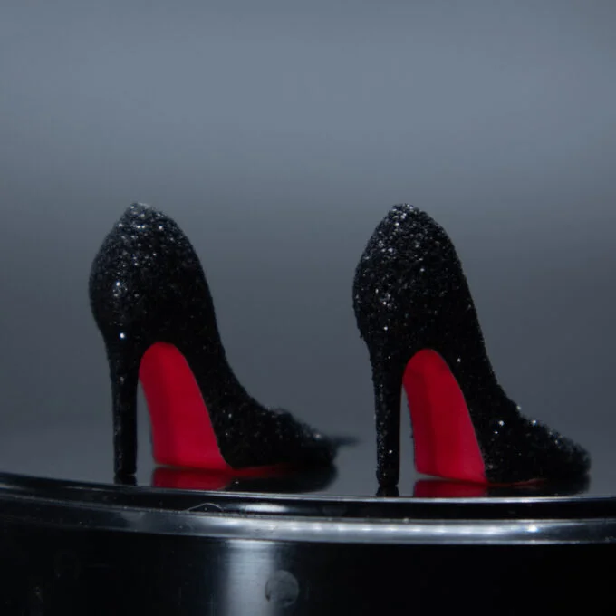 Glittery Black Pumps with Red Soles for Barbie