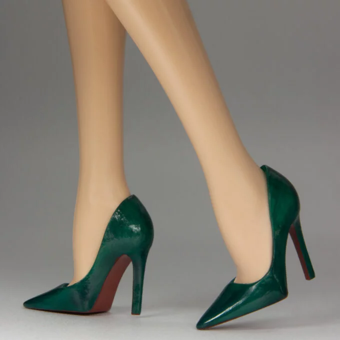 Emerald Green Pumps with Red Soles for Barbie