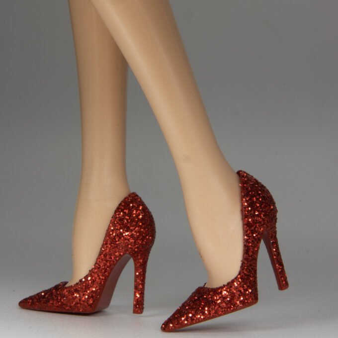 Glittery Red Pumps With Red Soles For Barbie