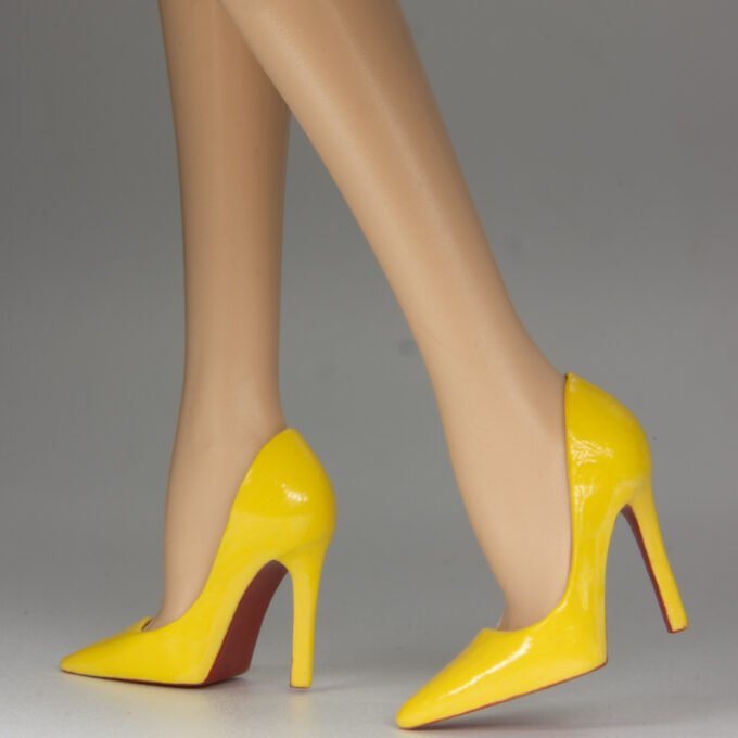 Yellow Pumps With Red Soles For Barbie