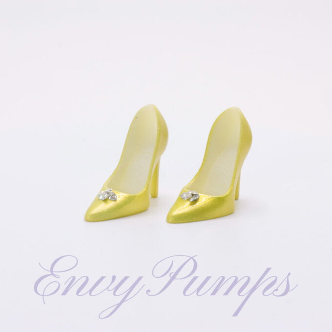 Chartreuse Classic Pumps With Rhinestones