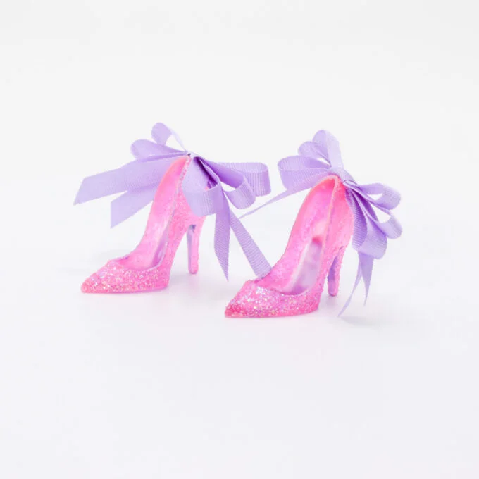 Wild Orchid Glitter Low Cut Pumps With Silk Bows